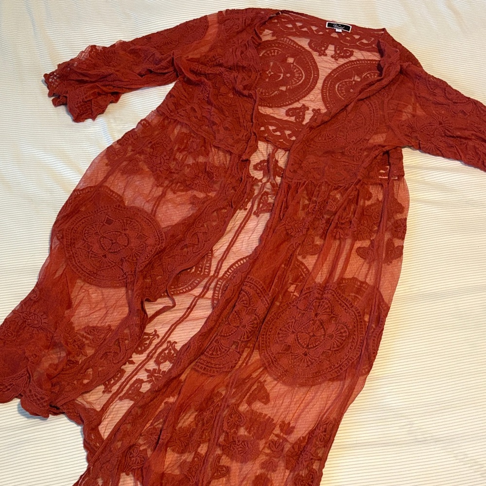 ViVI Rust Lace Cardigan